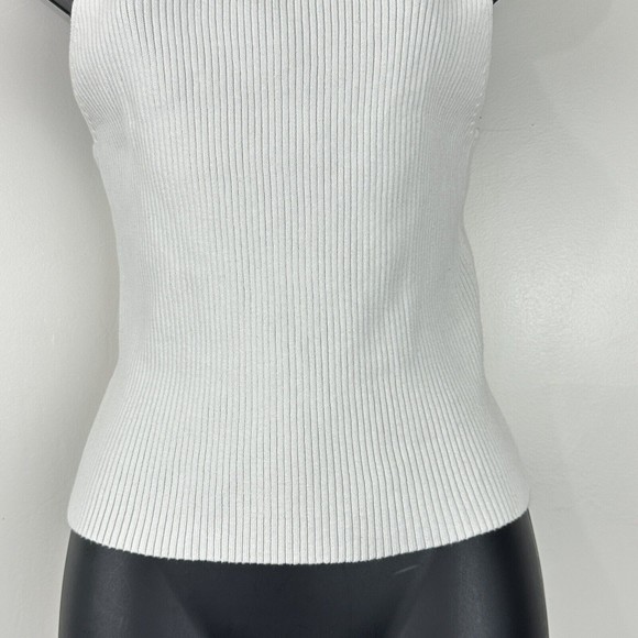 NWT Musier Paris Women's Pearls Ribbed Cropped Top Shirt Size 42 White - Picture 7 of 15